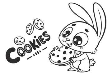 Happy easter bunny, a cute cartoon rabbit vector illustration with colorful eggs for a fun spring holiday