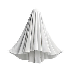 White fabric draped over an object, creating a ghost like form. Abstract, minimalist design.