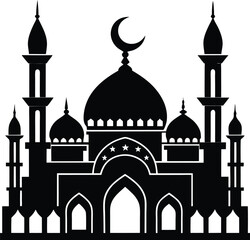 Islamic Mosque Silhouette Vector | Elegant Mosque Design for Religious and Cultural Projects