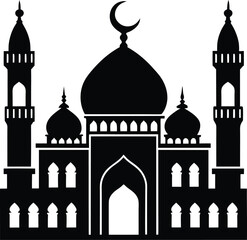 Islamic Mosque Silhouette Vector | Elegant Mosque Design for Religious and Cultural Projects