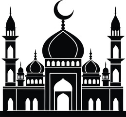 Islamic Mosque Silhouette Vector | Elegant Mosque Design for Religious and Cultural Projects