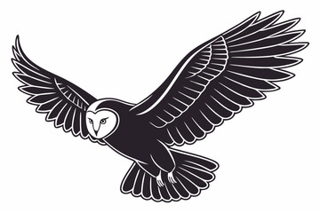  owl mid flight  silhouette vector illustration 