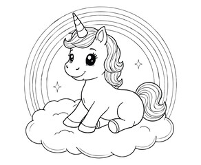 Unicorn kawaii coloring page