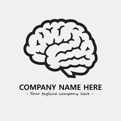 Brain illustration black and white for logo company vector image