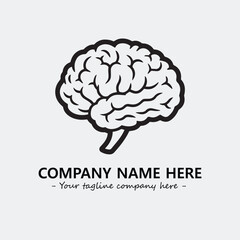 Brain illustration black and white for logo company vector image