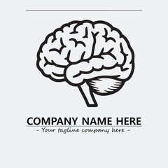 Brain illustration black and white for logo company vector image