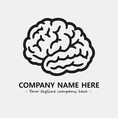 Brain illustration black and white for logo company vector image