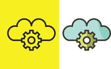 Linear vector icon showing cloud storage with settings and security concept. Perfect for web hosting, cloud computing, data protection, and tech service designs. Fully editable.two cloud icon.
