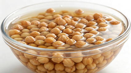 Ciceri e Tria  : Soaking dried chickpeas in a bowl of water – Step 1 of 6, Ciceri e Tria preparation