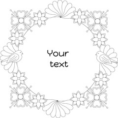 floral wreath with birds linart