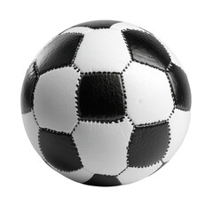 Soccer ball black and white sport equipment isolated on black background close up detailed view 3d render on transparent background