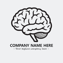 Brain illustration black and white for logo company vector image