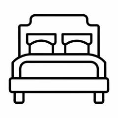 Comfortable Bed Outline Icon Minimal Line Style