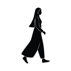 Woman Hijab Walking Clean Silhouette