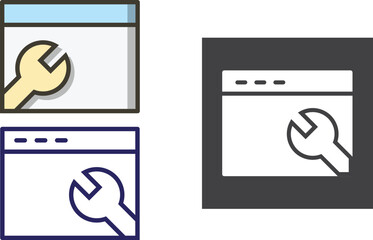 Modern set of 3 vector browser settings icons, designed for personal and commercial projects. Perfect for web development, UI UX interfaces, and HD designs.various color.