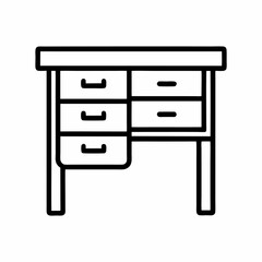 Office Desk Outline Icon Minimal Furniture Vector
