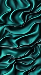 Obraz premium Teal silk drapery folds. A rich, deep teal fabric drapes in flowing folds, showcasing a luxurious texture. Intricate folds and subtle highlights suggest high-quality material