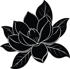 Obraz premium Magnolia Silhouette Vector | Elegant Flower Design for Nature and Floral Projects