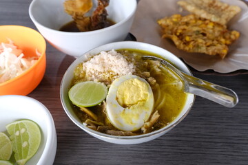 Soto Ayam Lamongan, traditional chicken soup from Indonesia
