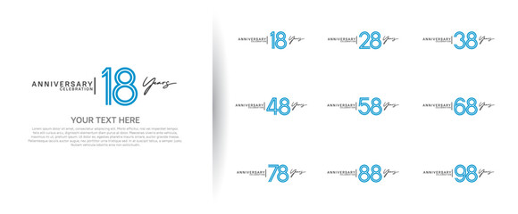 logo anniversary set. blue and black color on white background for special event