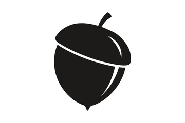 Acorn, Oak Nut, Black Line Vector Illustration, Autum