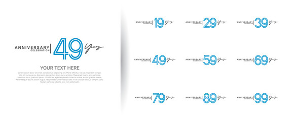 logo anniversary set. blue and black color on white background for special event