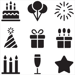 Festival and Celebration Icons Set Vector