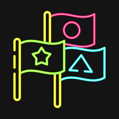 Icon party flags. Indonesian general election elements. Icons in neon style. Good for prints, posters, infographics, etc.