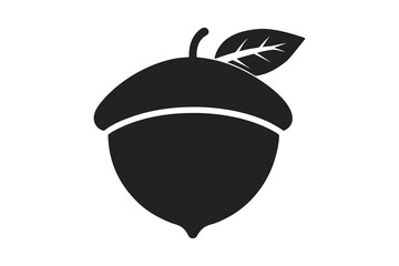 Acorn, Oak Nut, Black Line Vector Illustration, Autum