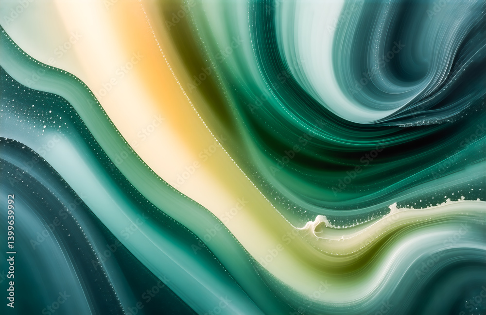 Aufkleber abstract swirls of teal, green, and cream blend seamlessly, creating a mesmerizing, fluid pattern wi