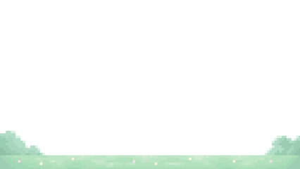 ピクセルアートな花のある草原フレーム⭐︎PNG © Flandern