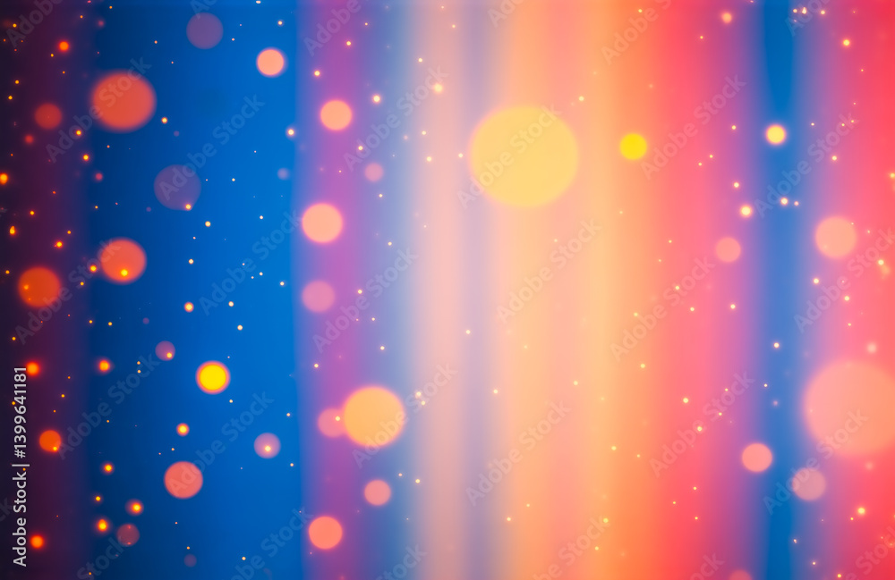 Poster abstract background with vibrant, blurred bokeh lights. cool blues and warm oranges blend in vertica