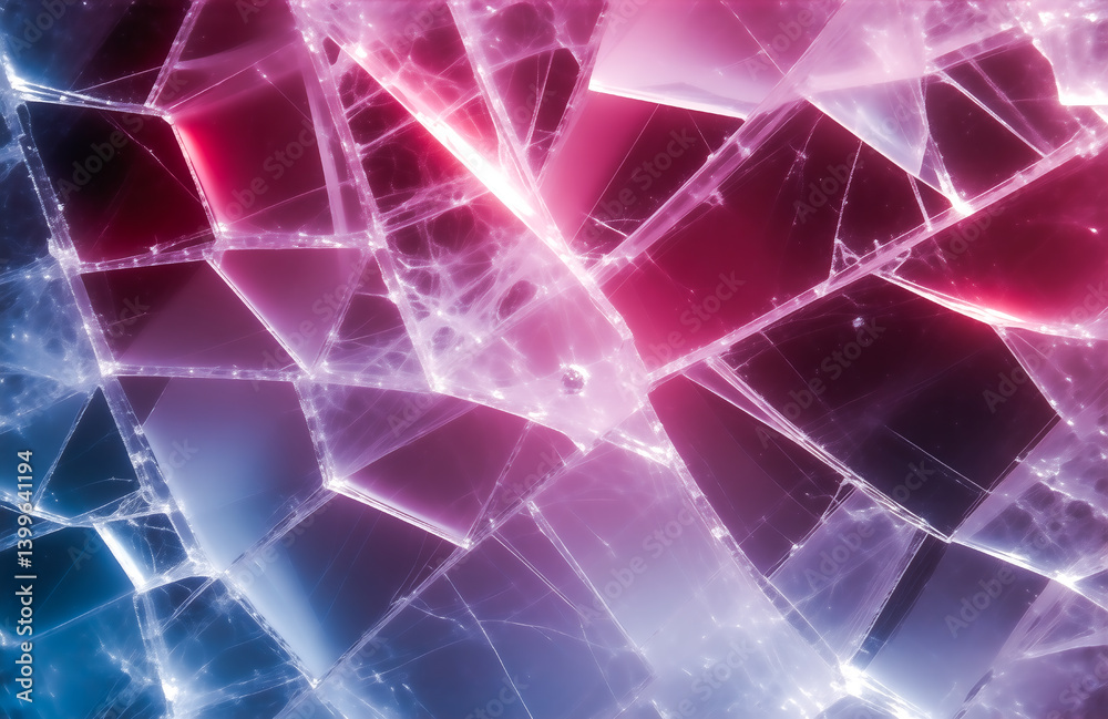 Leinwandbilder abstract image of shattered glass with vibrant pink and blue hues. the fractured pieces create a com