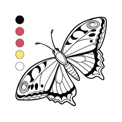 butterfly coloring book page vector illustration