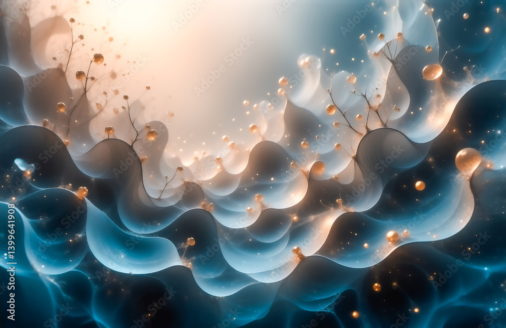 Leinwandbilder abstract artwork depicting a swirling, ethereal landscape of flowing, translucent forms in shades of