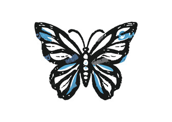 Butterfly abstract logo. Colorful vector silhouette of a butterfly with throw open wings Hand drawn outline vector sketch illustration