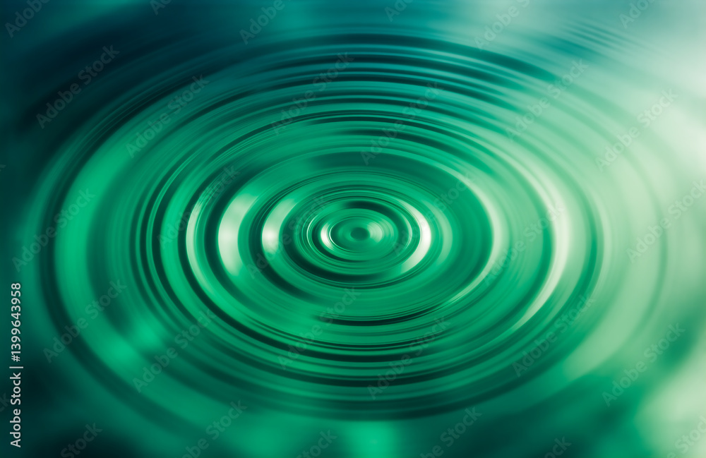 Aufkleber abstract image of concentric circles in teal and green hues, suggesting ripples spreading on a liqui