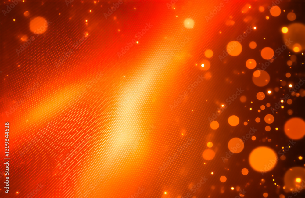 Poster Fiery orange and red abstract background with glowing particles and bokeh effect.  The texture is dynamic and energetic, creating a sense of movement and warmth.