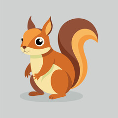 Vector illustration in simple style of squirrel, in brown tones for children's and other designs