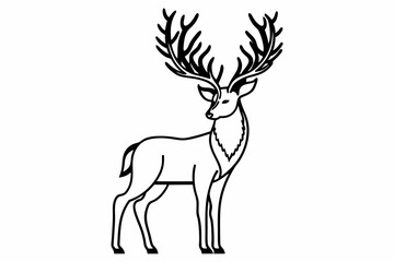 deer graceful with antlers  silhouette