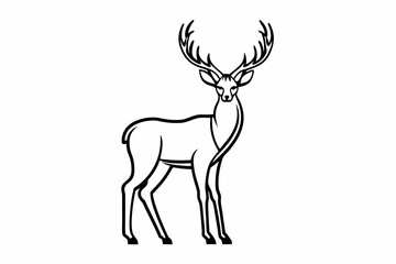 deer graceful with antlers  silhouette