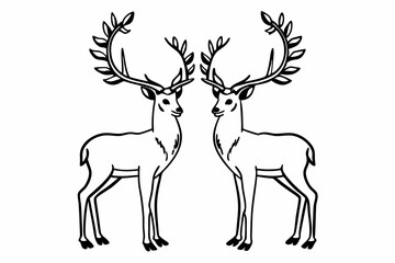 deer graceful with antlers  silhouette