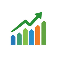 Growth chart with arrow pointing up on transparent background