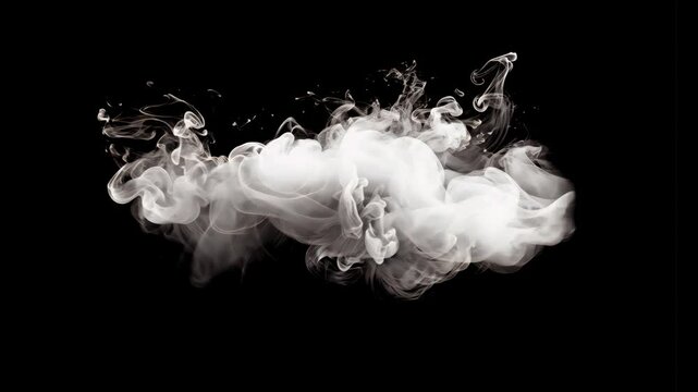 White smoke animation isolated asset, transparent 4K video, alpha channel, ProRes 4444
