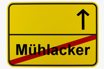 Illustration eines Ortsausgangsschildes von Mühlacker in Baden-Württemberg
