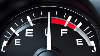 Naklejka premium Close-Up View Of A Fuel Gauge Inside A Vehicle