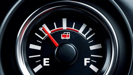 Close-Up View Of A Fuel Gauge Inside A Vehicle