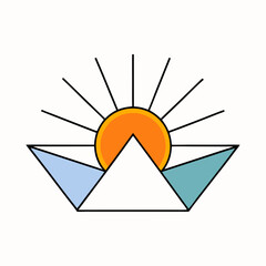 sunrise using geometric shapes and lines