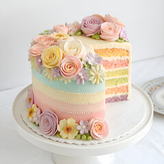 wedding cake with flowers