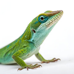 Fototapeta premium green lizard on white background